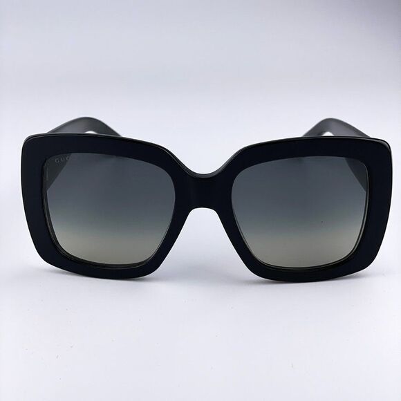 New GUCCI GG0141SN 001 Black Gold Logo Gray Gradient Square Women Sunglasses - Picture 6 of 13